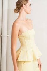 Butter Yellow Strapless Peplum Top