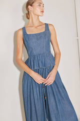 Sleeveless Washed Denim Peplum Top