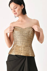 Metallic Gold Sweetheart Corset Top