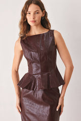 Sienna Faux Leather Peplum Top (2 Color Ways)
