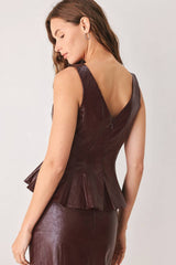 Sienna Faux Leather Peplum Top (2 Color Ways)