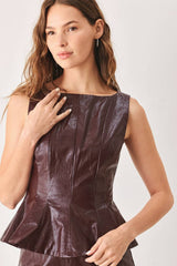Sienna Faux Leather Peplum Top (2 Color Ways)