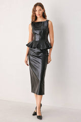 Sienna Faux Leather Peplum Top (2 Color Ways)
