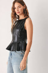 Sienna Faux Leather Peplum Top (2 Color Ways)