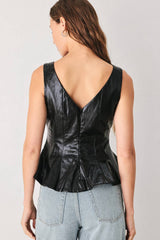 Sienna Faux Leather Peplum Top (2 Color Ways)