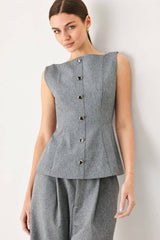 Sculpted Solid Woven Top