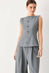 Sculpted Solid Woven Top