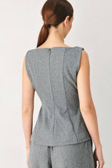 Sculpted Solid Woven Top