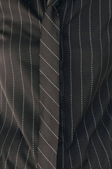 Pinstripe Neck Tie Button-Down Blouse