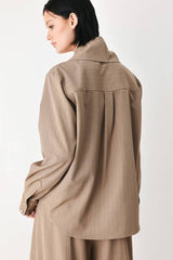 Elegant Pinstripe Scarf Tie Blouse