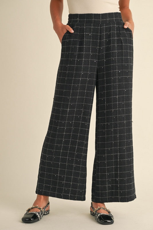 Tweed Check Pants with Pockets (Up to XL)