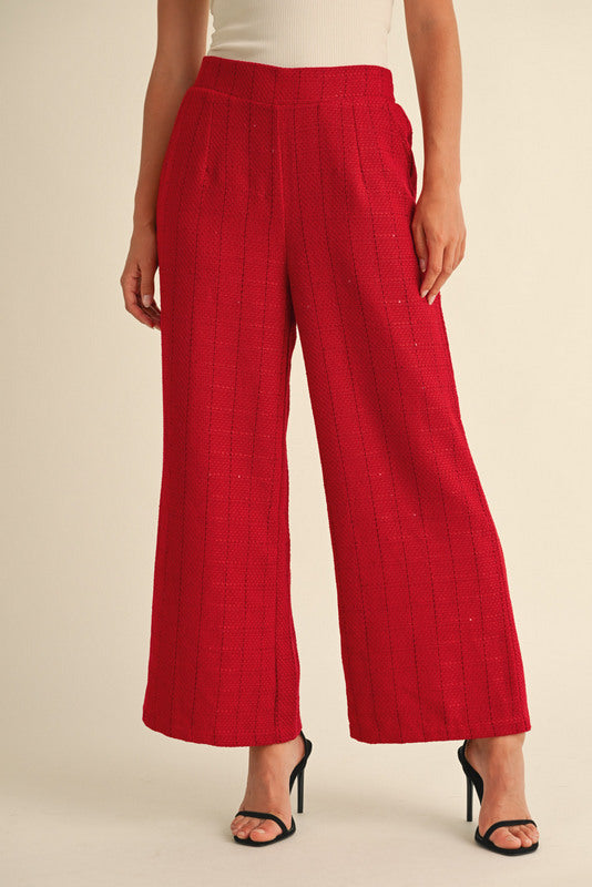 Tweed Check Pants with Pockets (Up to XL)