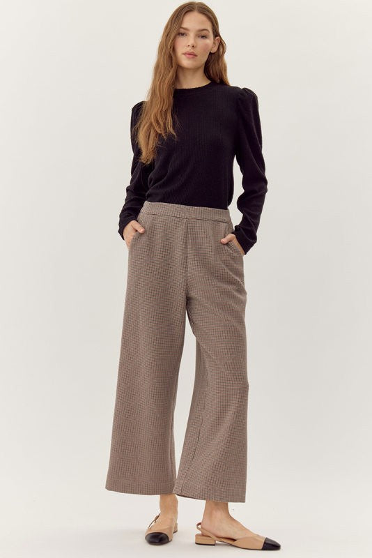 Checkered Print Wide-Leg Pants
