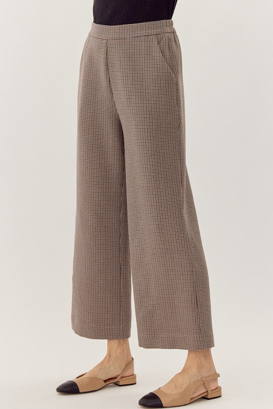 Checkered Print Wide-Leg Pants