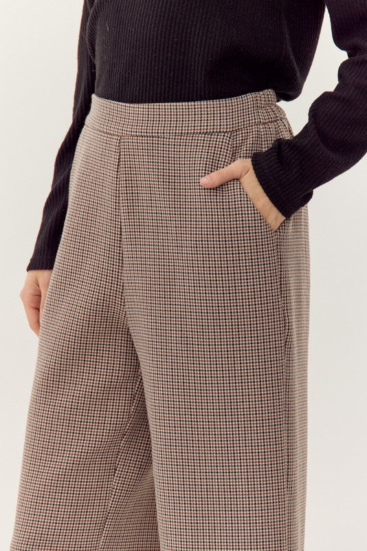 Checkered Print Wide-Leg Pants