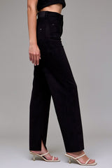 Black Suede-Feel High Rise Pants