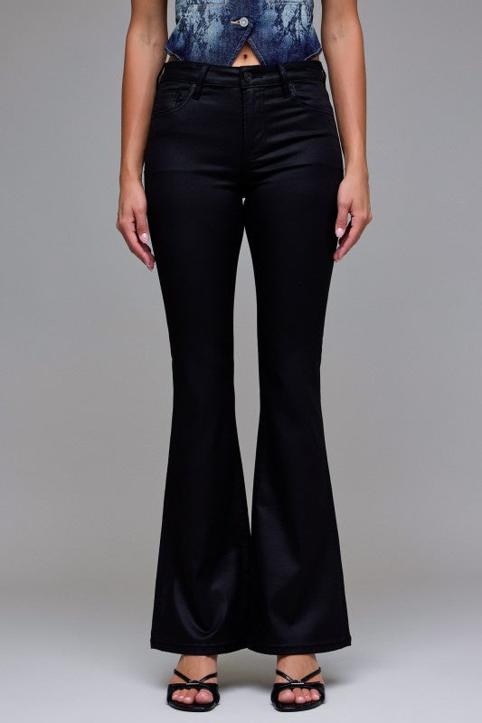 Black Coated Flare Jeans