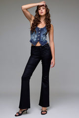 Black Coated Flare Jeans