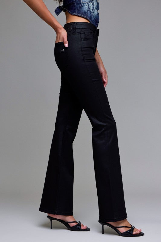Black Coated Flare Jeans
