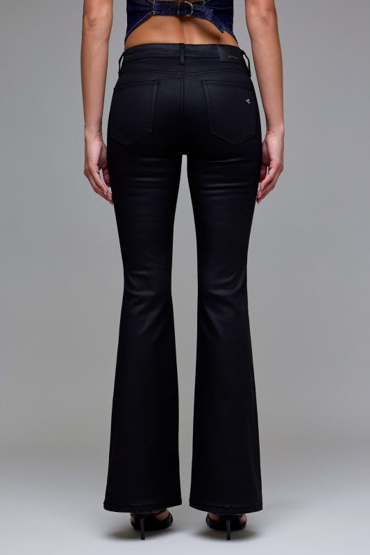 Black Coated Flare Jeans