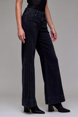Charcoal Front Seam Wide Leg Jeans