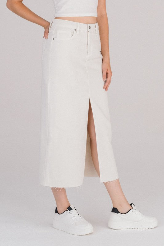 Peyton High Waist Midi Skirt ( Lt. Blue, Sea Salt)