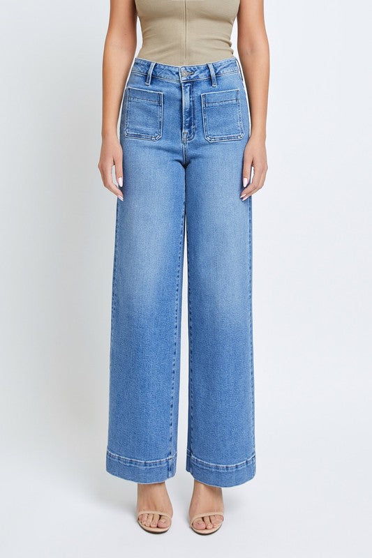 Front Pockets Wide Leg Jeans