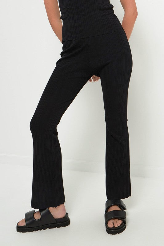 Rib Flared Knit Pants