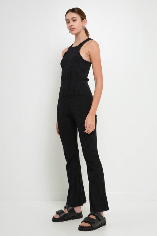 Rib Flared Knit Pants