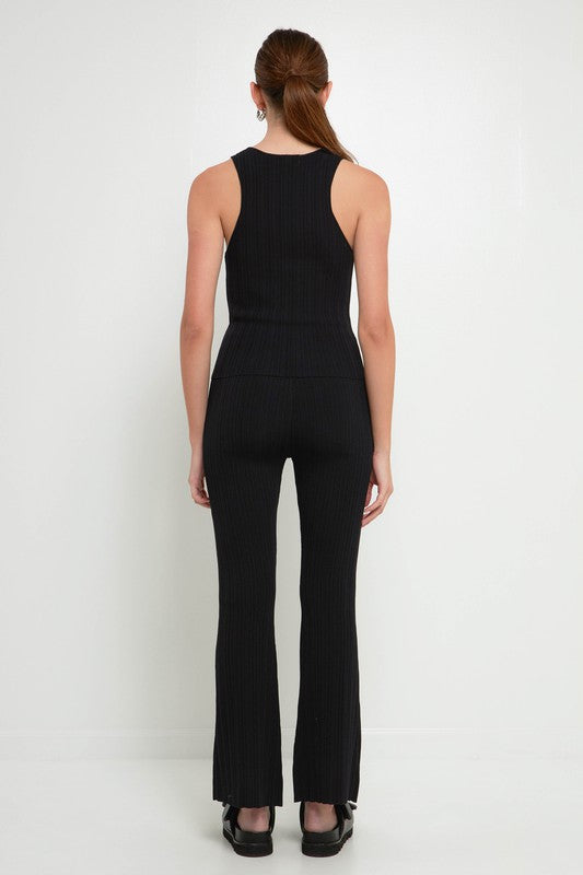 Rib Flared Knit Pants