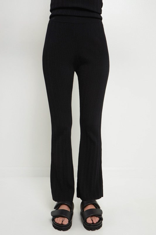 Rib Flared Knit Pants