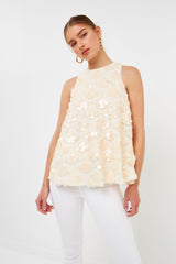 Satin Bow Sequins Top
