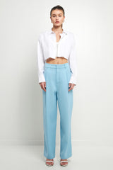 High Waisted Suit Trousers (Black, Ocean Blue)