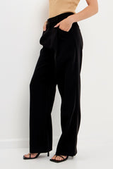 High Waisted Suit Trousers (Black, Ocean Blue)