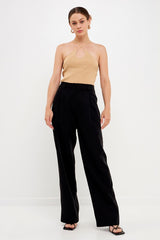 High Waisted Suit Trousers (Black, Ocean Blue)