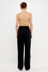 High Waisted Suit Trousers (Black, Ocean Blue)