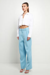 High Waisted Suit Trousers (Black, Ocean Blue)