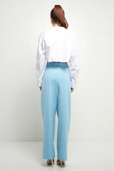 High Waisted Suit Trousers (Black, Ocean Blue)