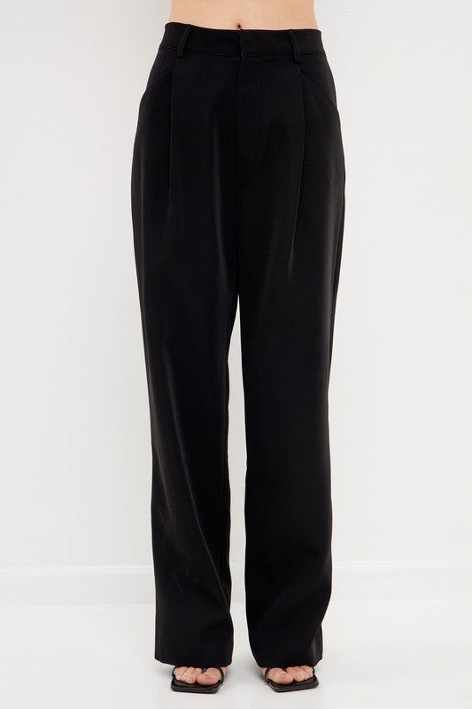 High Waisted Suit Trousers (Black, Ocean Blue)