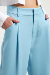High Waisted Suit Trousers (Black, Ocean Blue)