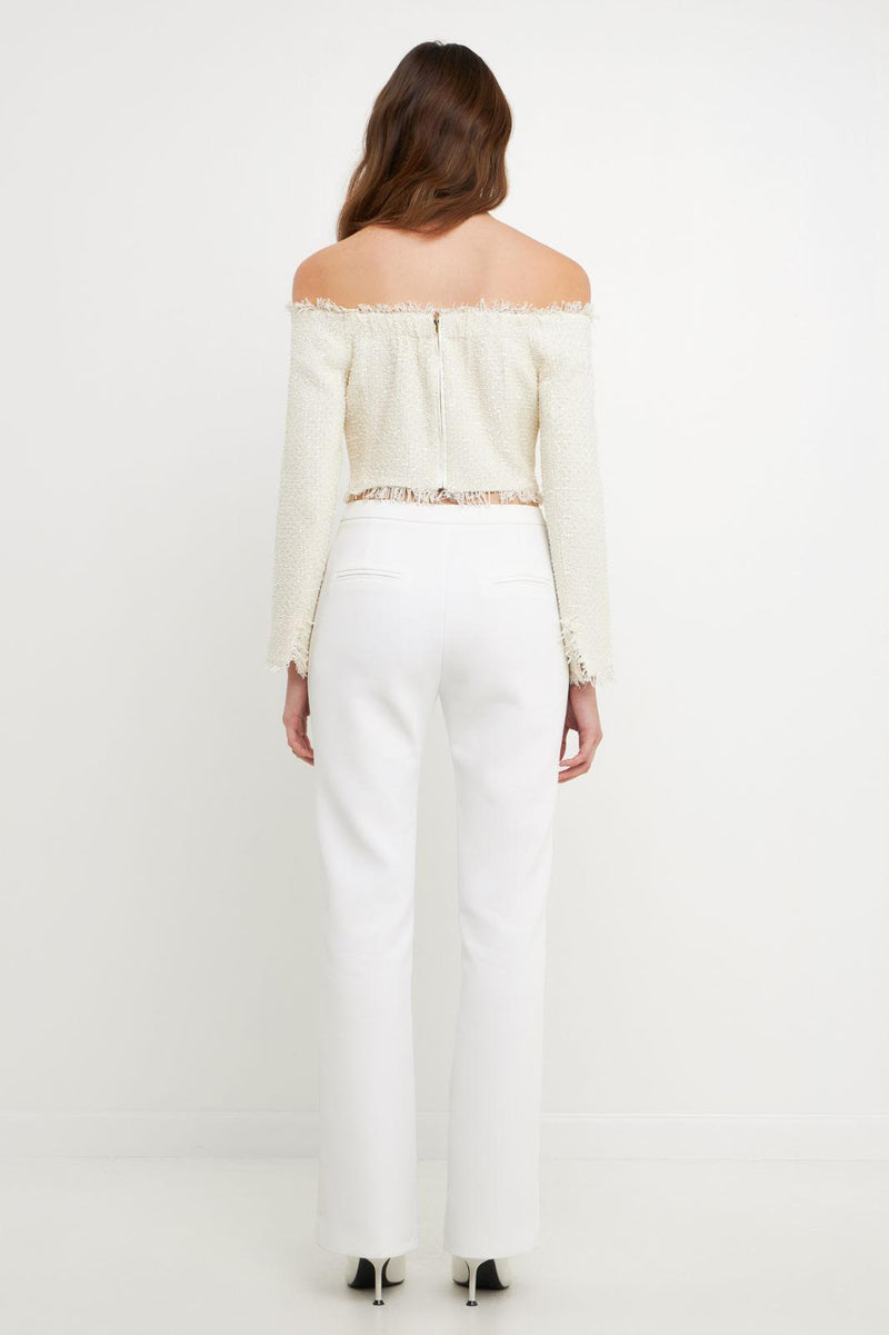 Tweed Off Shoulder Top