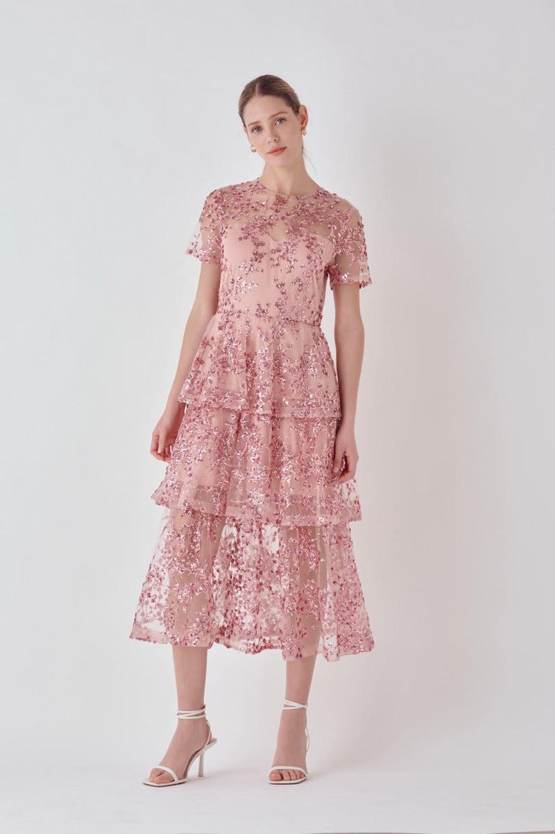Sequins Embroidered Maxi Dress