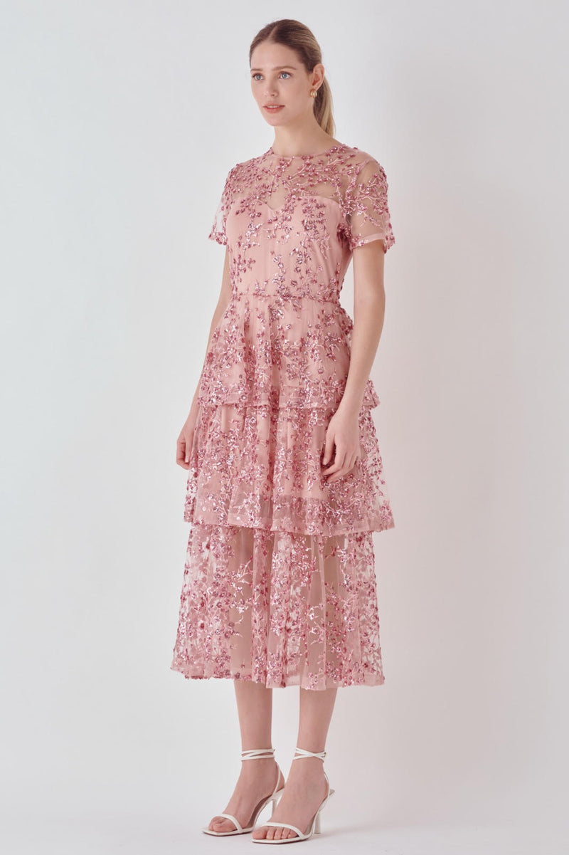 Sequins Embroidered Maxi Dress