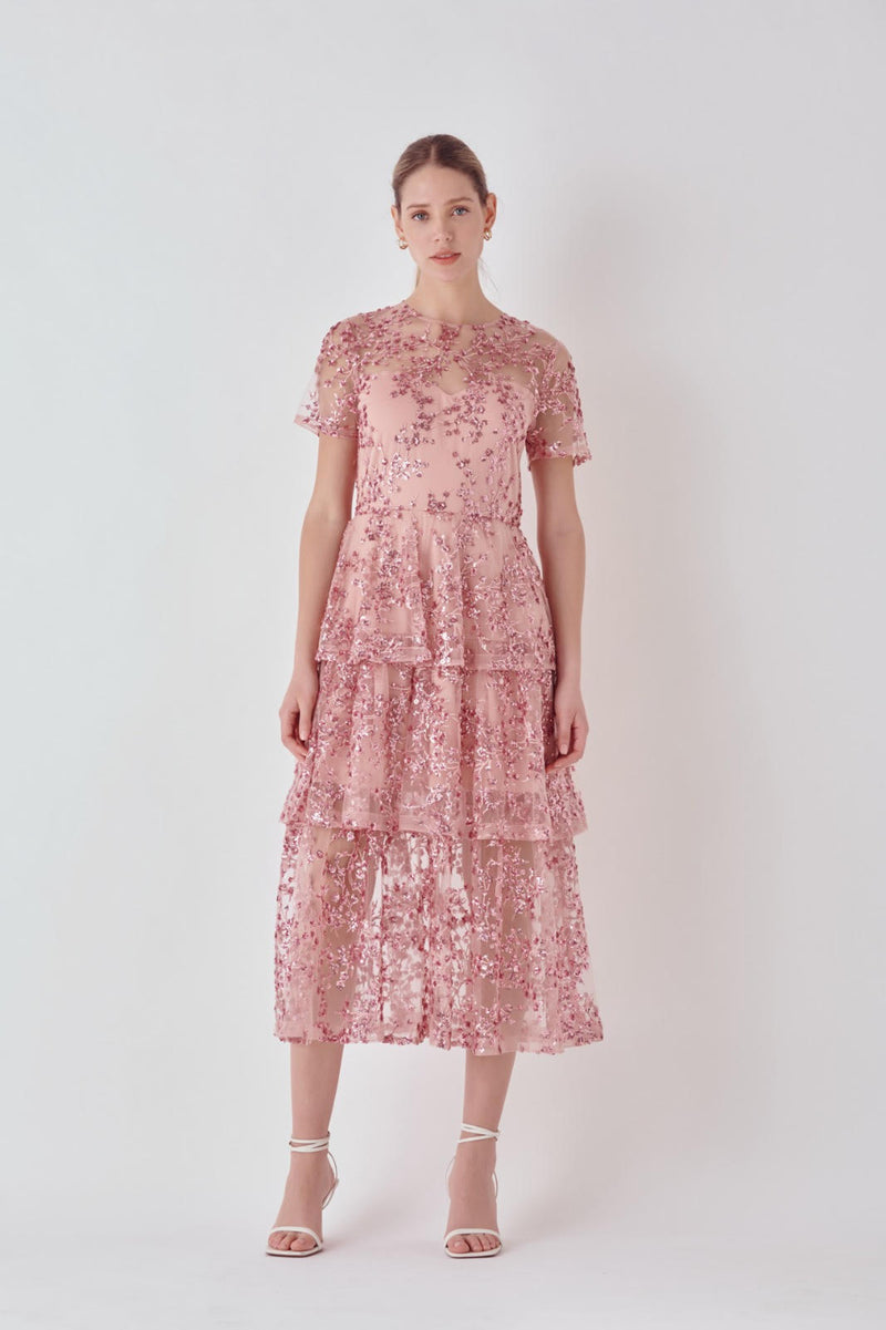 Sequins Embroidered Maxi Dress