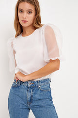 Organza Puff Sleeve Top