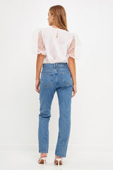 Organza Puff Sleeve Top