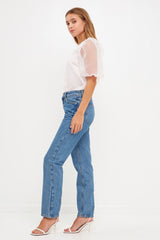 Organza Puff Sleeve Top