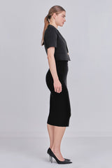 Cropped Short Sleeve Blazer (Black, White)