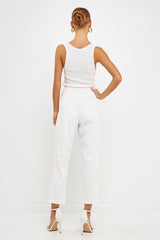 High Waisted Buttoned Trousers (Black, White)
