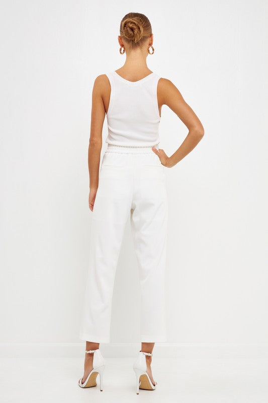 High Waisted Buttoned Trousers (Black, White)